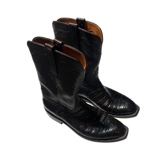 Lucchese Classics Men Dark Brown Caiman Crocodile Belly Cowboy Boots 9 GB934919